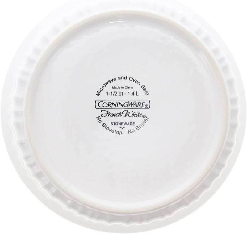 Corningware FS5 1.5qt Round French White Casserole Dish & F-5-PC 1.5qt French White Plastic Lid - Image 4