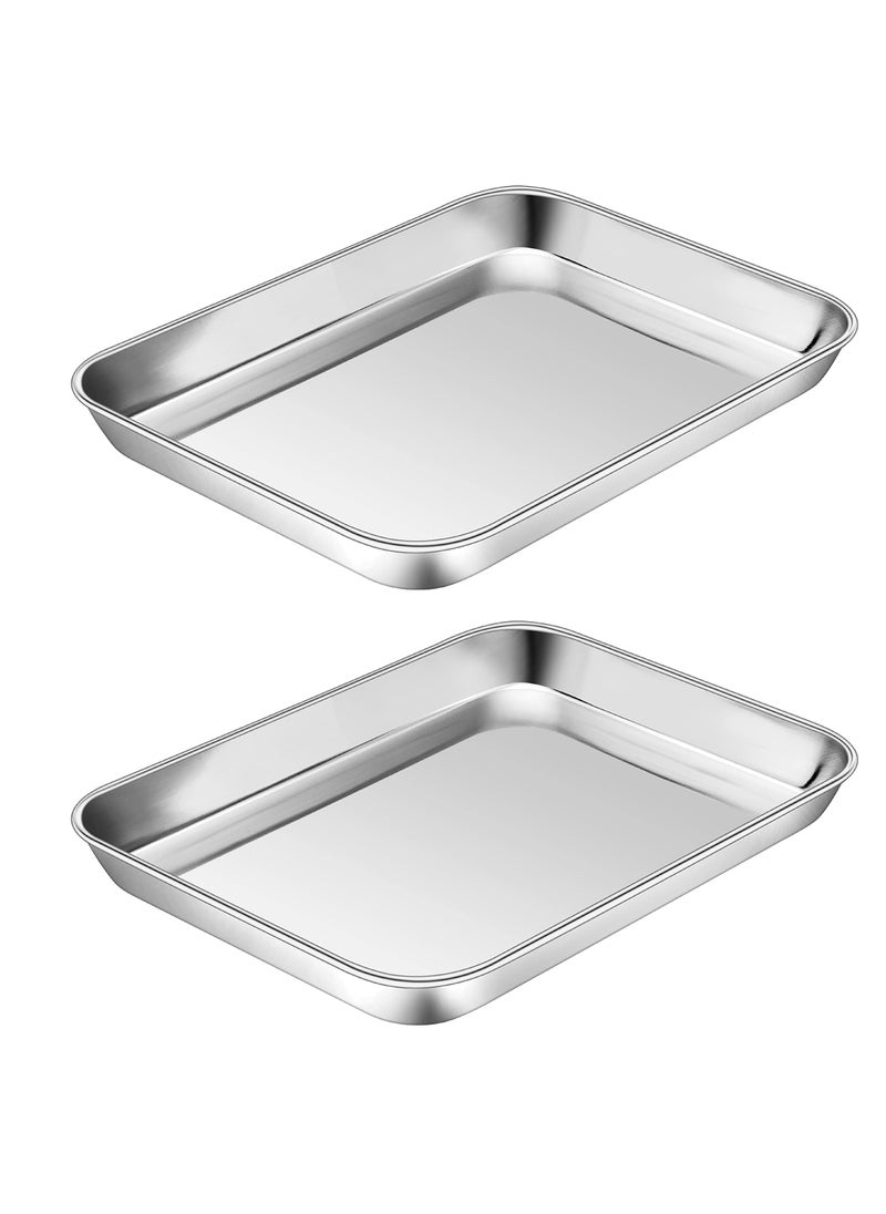 P&P CHEF PP CHEF 105 Inch Baking Cookie Sheet Oven Pan Tray Stainless Steel Sheet Pan for Kitchen Oven Bakeware for Multi Uses Shiny Look  Dishwasher Safe Healthy  Heavy Duty 2Pcs 