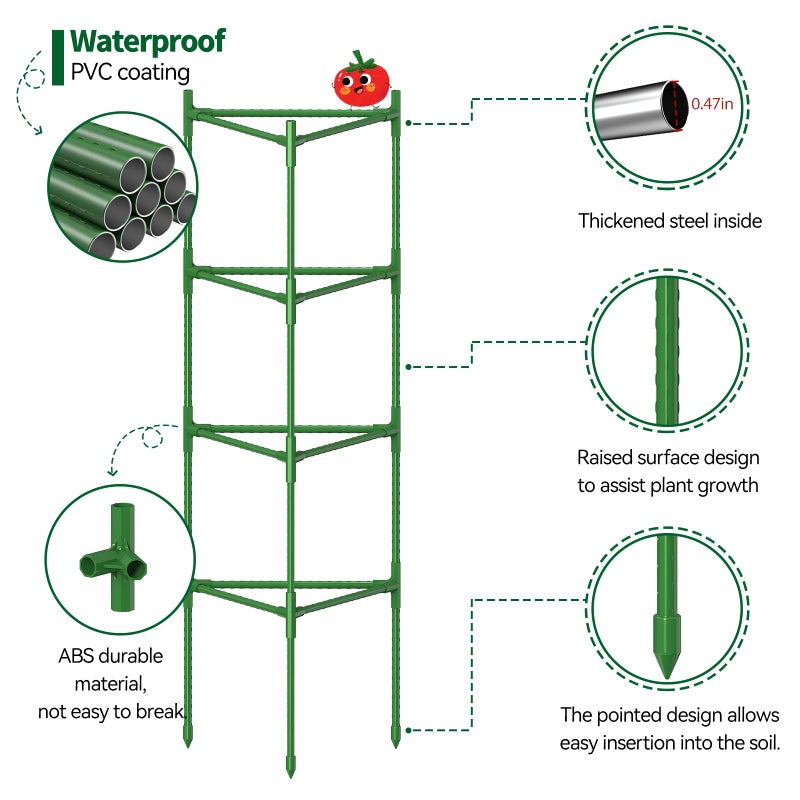 OUREST 4 Pack Large Tomato Cage for Garden Up to 49" H X 16" W Metal Plant Support Stakes with Clips Triangle Pea Cages Cucumber Trellis for Vegetables Pots Vines Flowers Climbing Plants - Image 3