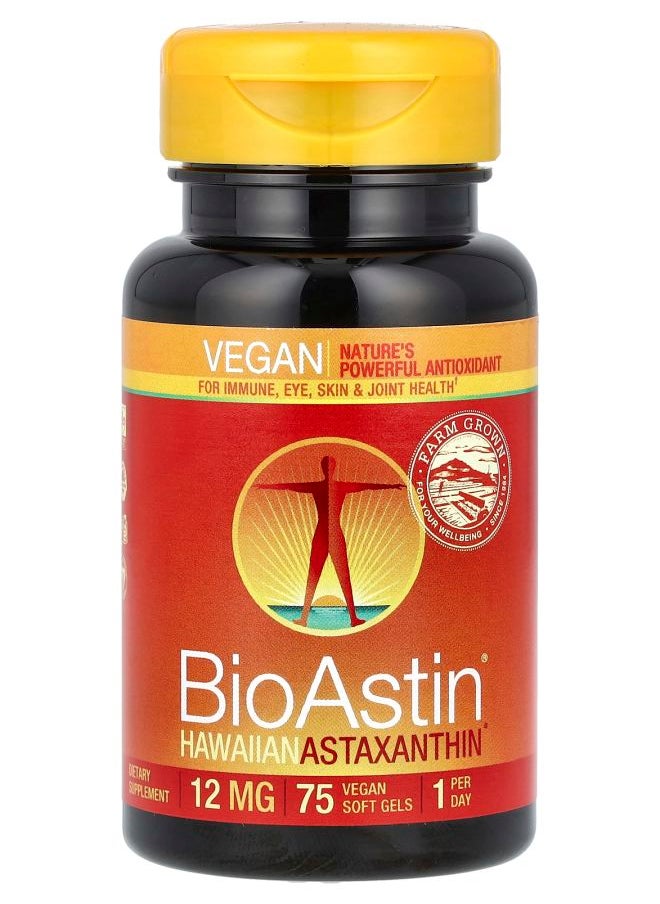 Nutrex Hawaii BioAstin Hawaiian Astaxanthin 12 mg 75 Vegan Soft Gels 