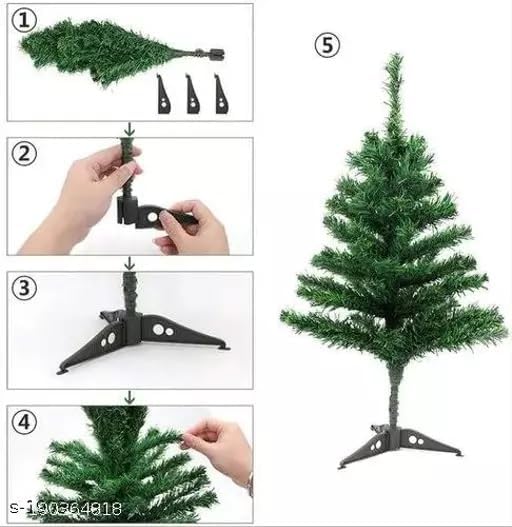 Evisha Evisha 4 Pcs Small Christmas Tree for Christmas Party Decoration Size 1 Ft Santa Claus Special Merry Christmas Decoration Tree with Stand for Xmas Decoration  - Image 2