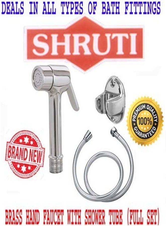 SHRUTI Brass Health faucet With 2 Mtr Flexible Full Silver Shower Tube And Abs Chrome Plate Stand - (1172,1167 Full Cp) - Image 4