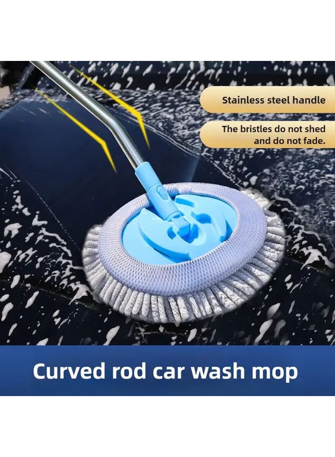 Retractable Stainless Steel Tube Car Wash Mop With 180 Degree Rotating Head Soft Bristles Heavy Duty Automatic Washer Handle Foldable Design Quick Connect System For Cars SUVs Motorcycle Boots RVs ATVS Scratch Free Surface Safe Compatible With Replacement Heads - Image 4