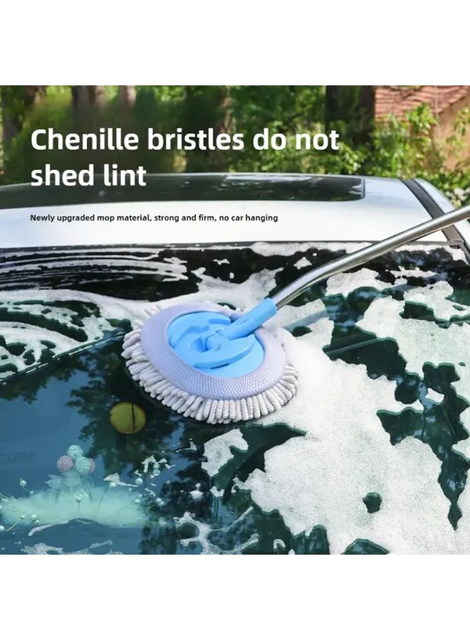 Retractable Stainless Steel Tube Car Wash Mop With 180 Degree Rotating Head Soft Bristles Heavy Duty Automatic Washer Handle Foldable Design Quick Connect System For Cars SUVs Motorcycle Boots RVs ATVS Scratch Free Surface Safe Compatible With Replacement Heads - Image 2