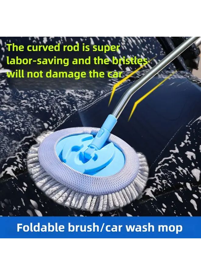 Retractable Stainless Steel Tube Car Wash Mop With 180 Degree Rotating Head Soft Bristles Heavy Duty Automatic Washer Handle Foldable Design Quick Connect System For Cars SUVs Motorcycle Boots RVs ATVS Scratch Free Surface Safe Compatible With Replacement Heads - Image 1