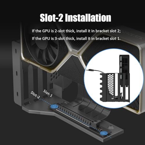 GLOTRENDS PCIe 4.0 2-Slot GPU Vertical Mount Bracket, Fully Open 7-Slot PCIe/PCI Bracket Panel for Installation - Image 5