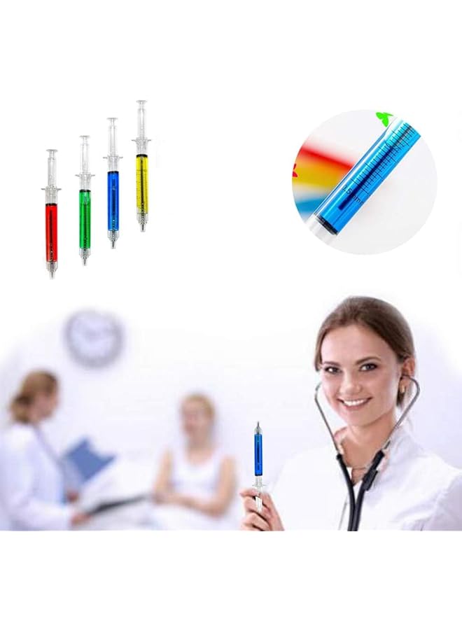 erorex Multi Color Syringe Pen Writes In Black Ink Nurse Pens Imaginary Doctor Play Office Supplies Novelty Pens Nursing School Supplies Halloween Party Favors Red Green Yellow Blue 24Pcs - Image 3