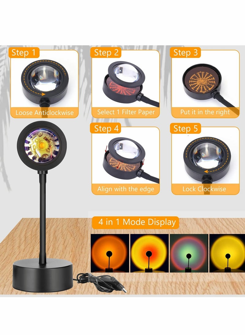 Sunset Lights 4 in 1 Projection Sun Lights Create romantic lighting with rainbow, sunset, sunset red and sun effects for photography selfie living room bedroom deco - Image 4