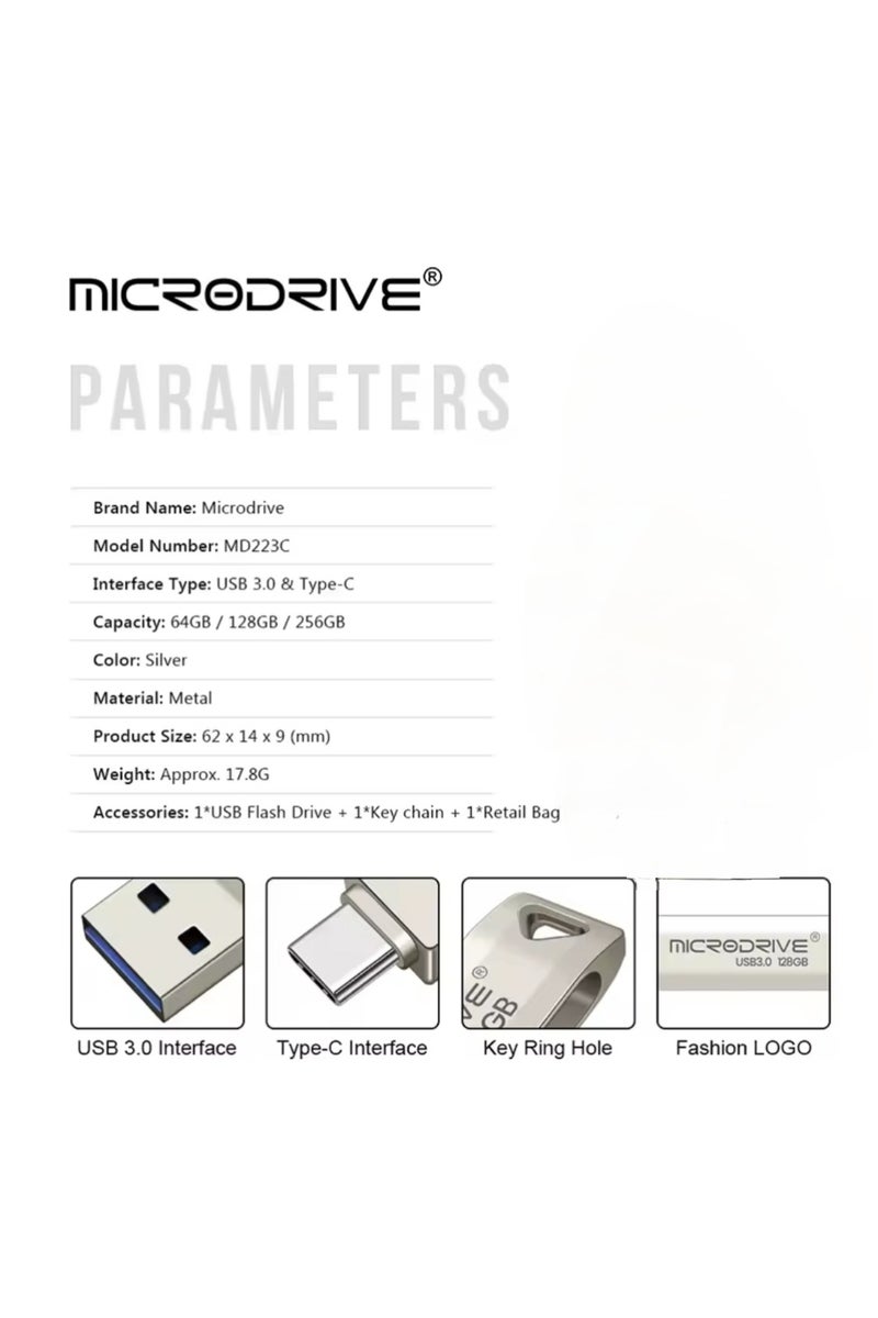 مايكرو درايف فلاش درايف مزدوج بمنفذ Type-C 64GB - Image 2