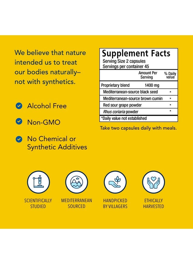 North American Herb & Spice Black Seed Plus 90 Vegi Capsules Mediterranean Black Seed & Cumin Spice Complex Heart Health Immune & Digestive Support 45 Servings - Image 5