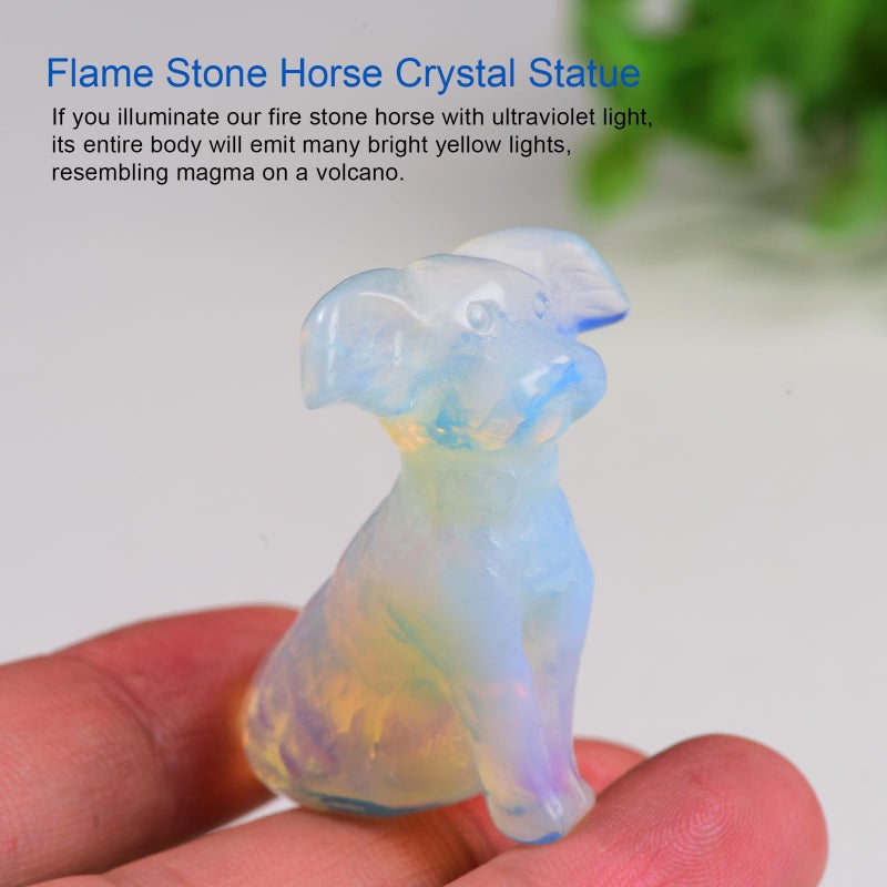 Ytbeoxk 1.8 Inch Opal Dog Crystal Figurines Home Decor,Hand-Carved Healing Crystals,White Dog Cute Puppy Statues Stone Energy Gemstones,in Bedroom Office Memorial Gifts for Women and Men - Image 3