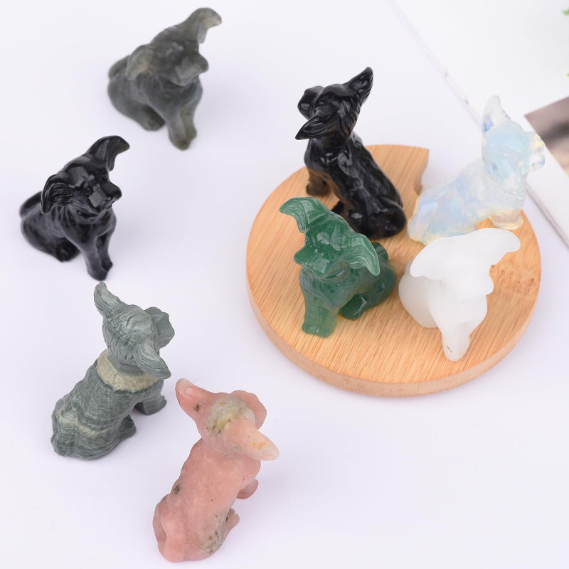 Ytbeoxk 1.8 Inch Opal Dog Crystal Figurines Home Decor,Hand-Carved Healing Crystals,White Dog Cute Puppy Statues Stone Energy Gemstones,in Bedroom Office Memorial Gifts for Women and Men - Image 5