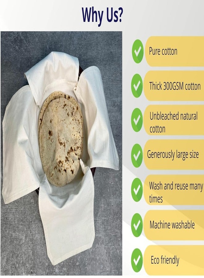 VEPROIX Cotton Roti Wrap Pack of 2 Double Layer with Flaps | Muslin Chapati Cloth for Hot Case Storage, Keeps Rotis Soft & Fresh | Reusable Kitchen Wrap, Beige - Image 2