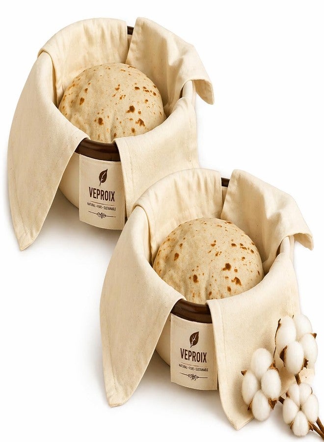 VEPROIX Cotton Roti Wrap Pack of 2 Double Layer with Flaps | Muslin Chapati Cloth for Hot Case Storage, Keeps Rotis Soft & Fresh | Reusable Kitchen Wrap, Beige - Image 1