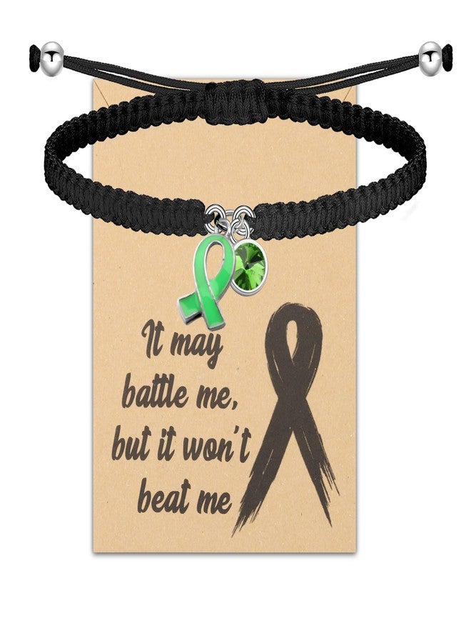 HOLLP Liver Disease Awareness Braided Rope Bracelet Green Ribbon Jewelry Liver Disease Support Gift With Card (Green) - Image 1