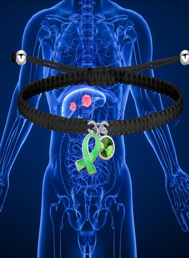 HOLLP Liver Disease Awareness Braided Rope Bracelet Green Ribbon Jewelry Liver Disease Support Gift With Card (Green) - Image 4