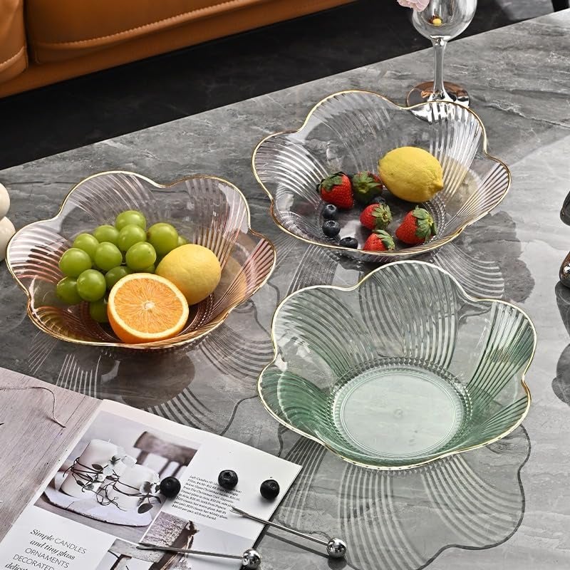 SQUICKLE Elegant Fruit and Vegetable Storage Bowls | Large Transparent Fruit Serving Plate | Decorative Fruit Bowl for Vegetables, Snacks & Candy (Multicolor) (Pack of 1) (Deep Petal Fruit Bowl) - Image 5
