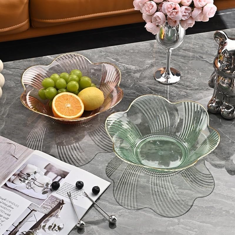 SQUICKLE Elegant Fruit and Vegetable Storage Bowls | Large Transparent Fruit Serving Plate | Decorative Fruit Bowl for Vegetables, Snacks & Candy (Multicolor) (Pack of 1) (Deep Petal Fruit Bowl) - Image 4