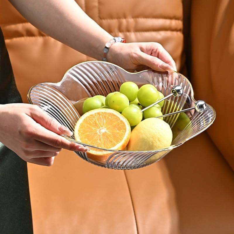 SQUICKLE Elegant Fruit and Vegetable Storage Bowls | Large Transparent Fruit Serving Plate | Decorative Fruit Bowl for Vegetables, Snacks & Candy (Multicolor) (Pack of 1) (Deep Petal Fruit Bowl) - Image 2
