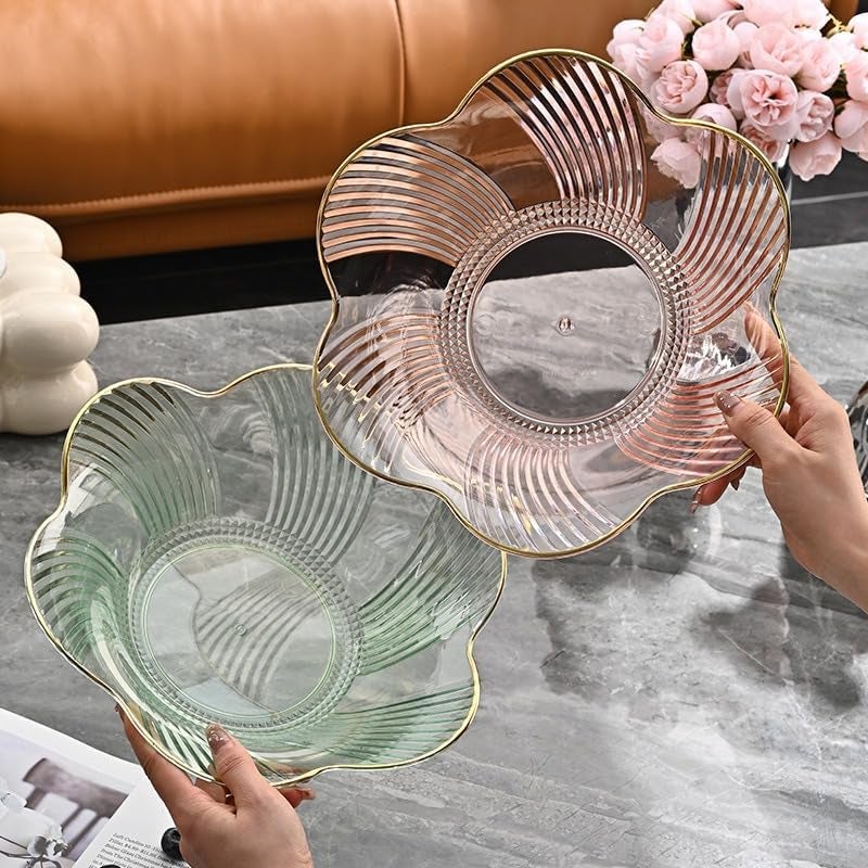 SQUICKLE Elegant Fruit and Vegetable Storage Bowls | Large Transparent Fruit Serving Plate | Decorative Fruit Bowl for Vegetables, Snacks & Candy (Multicolor) (Pack of 1) (Deep Petal Fruit Bowl) - Image 3