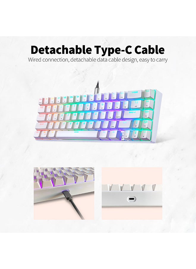 Motospeed CK67 67 Keys Wired Mechanical Keyboard RGB Light Effect ABS Keycap Kailh Blue Switches Detachable Data Cable White  - Image 5
