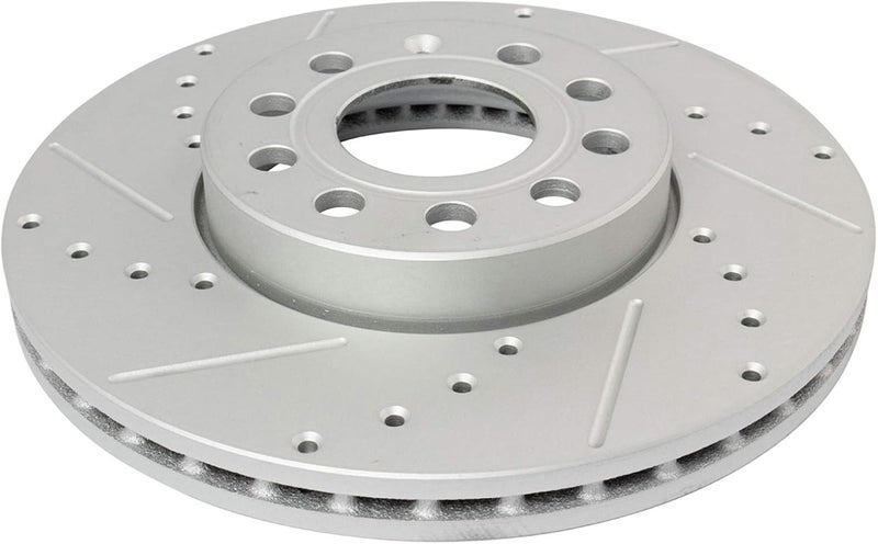 TRQ Front Performance Brake Rotor Drilled Slotted Pair Set for 2011-2015 Audi A3 / 2011-2015 Audi A3 Quattro / 2010-2017 VW Golf / 2005-2015 VW Jetta / 2006-2009 VW Rabbit - Image 4