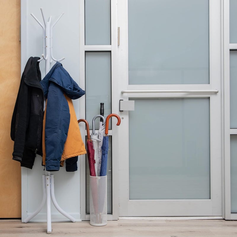 Mind Reader Umbrella Stand, Walking Cane Rack, Wraping Paper Holder, Entryway, Metal Mesh, 5.5" L x 5.5" W x 15.75" H, White - Image 1