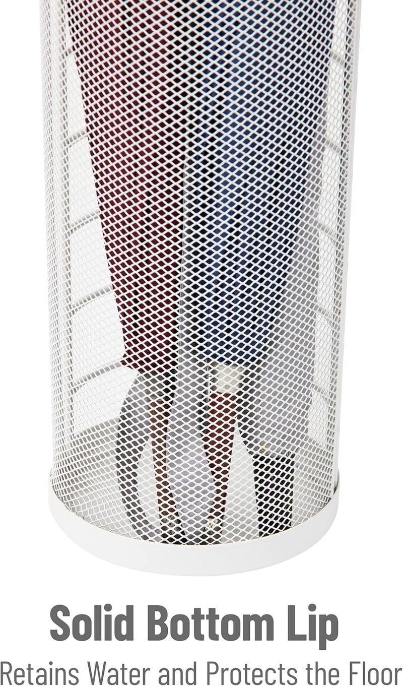 Mind Reader Umbrella Stand, Walking Cane Rack, Wraping Paper Holder, Entryway, Metal Mesh, 5.5" L x 5.5" W x 15.75" H, White - Image 2