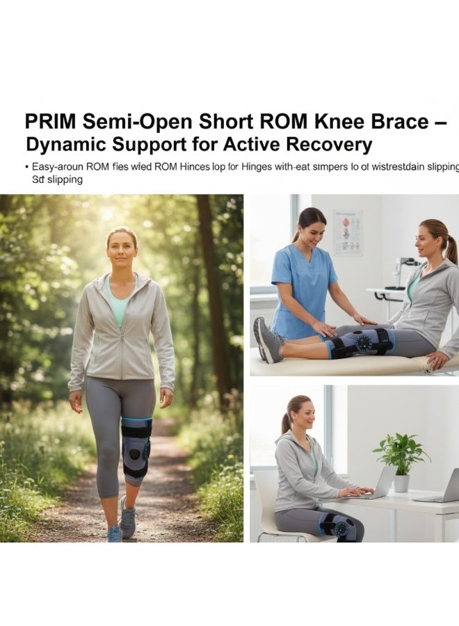 PRIM Semi-Open Short ROM Knee Brace – Adjustable Post-Op Recovery Support with Hinged Range of Motion Control – Breathable Wrap-Around Knee Immobilizer for ACL, MCL, Meniscus & Ligament Injuries - Image 5