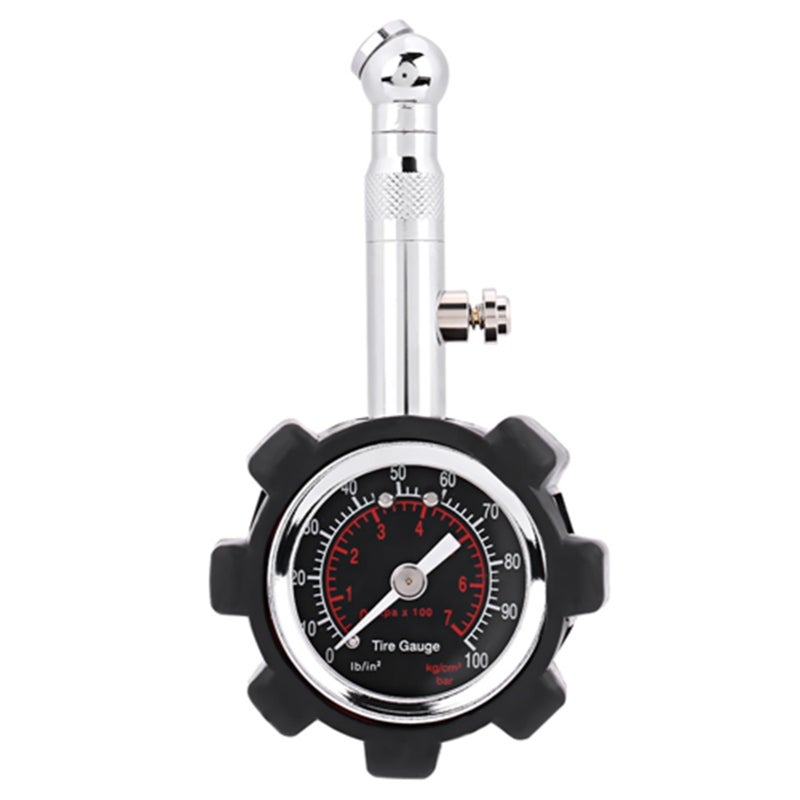 Mini Wheel-Shaped Tire Pressure Gauge - Precise Easy-Read Measurement Durable Copper Head Rubber Grip for Car Truck Motorcycle Bike - Image 1