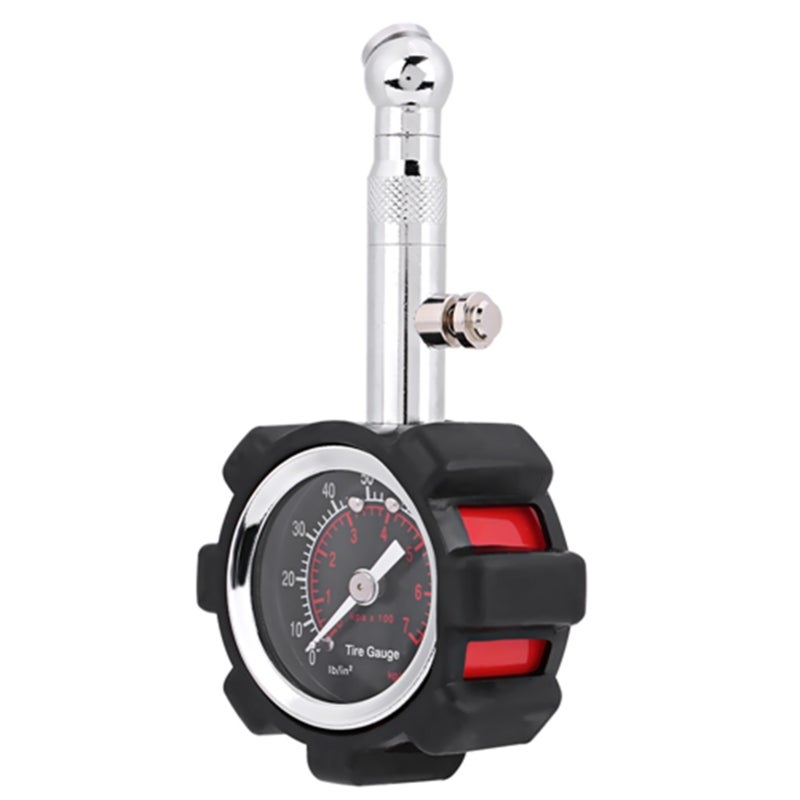 Mini Wheel-Shaped Tire Pressure Gauge - Precise Easy-Read Measurement Durable Copper Head Rubber Grip for Car Truck Motorcycle Bike - Image 2