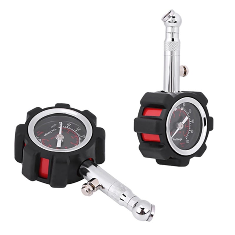 Mini Wheel-Shaped Tire Pressure Gauge - Precise Easy-Read Measurement Durable Copper Head Rubber Grip for Car Truck Motorcycle Bike - Image 3