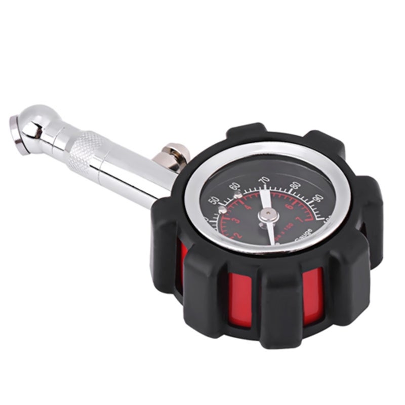 Mini Wheel-Shaped Tire Pressure Gauge - Precise Easy-Read Measurement Durable Copper Head Rubber Grip for Car Truck Motorcycle Bike - Image 4