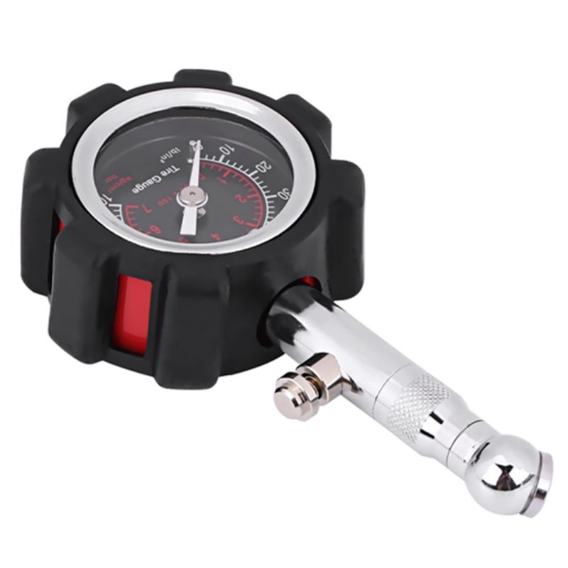 Mini Wheel-Shaped Tire Pressure Gauge - Precise Easy-Read Measurement Durable Copper Head Rubber Grip for Car Truck Motorcycle Bike - Image 5