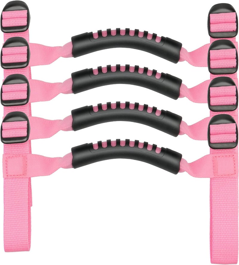 Bentolin 4 x Grip Handle Holder Roll Bar Grab Handles Compatible with Jeep Wrangler Accessories 1987-2021 YJ TJ LJ JK JL Sports Sahara Freedom Rubicon X & Unlimited Pink - Image 1