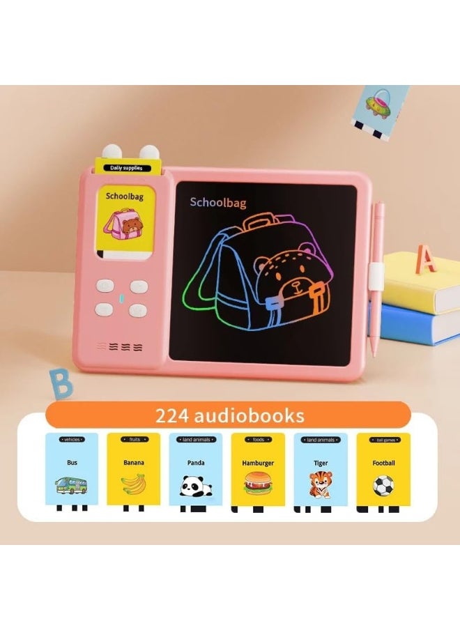 SAFENHAND Talking Flash Cards Drawing Tablet with 224 Sight English Words, LCD Educational Writing Board, Talk and Write 2-in-1 Toddler Toy for Kids (PINK, 8INCH)  - Image 5