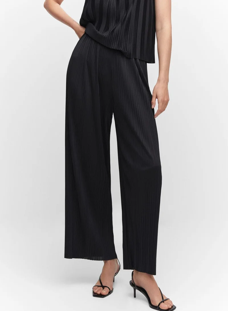 MANGO High Waist Wide Leg Pants