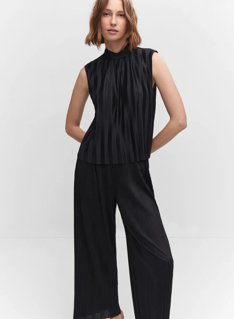 MANGO High Waist Wide Leg Pants