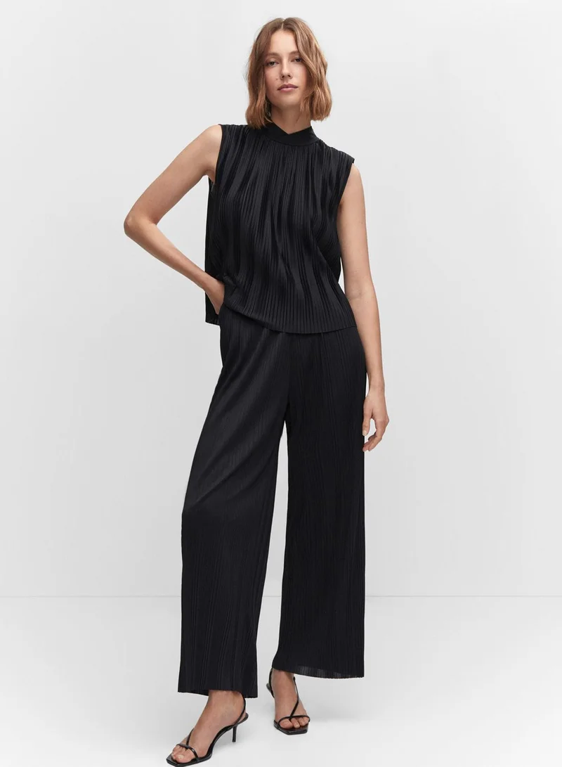 MANGO High Waist Wide Leg Pants
