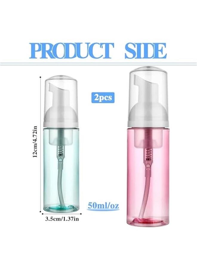 Arabest Travel Size Foam Pump Bottles - Mini 60 ml Clear Plastic Soap Dispensers for Face Wash, Shampoo, and Skin Care - Refillable Containers for Mousse Foam - Pack of 2  - Image 2