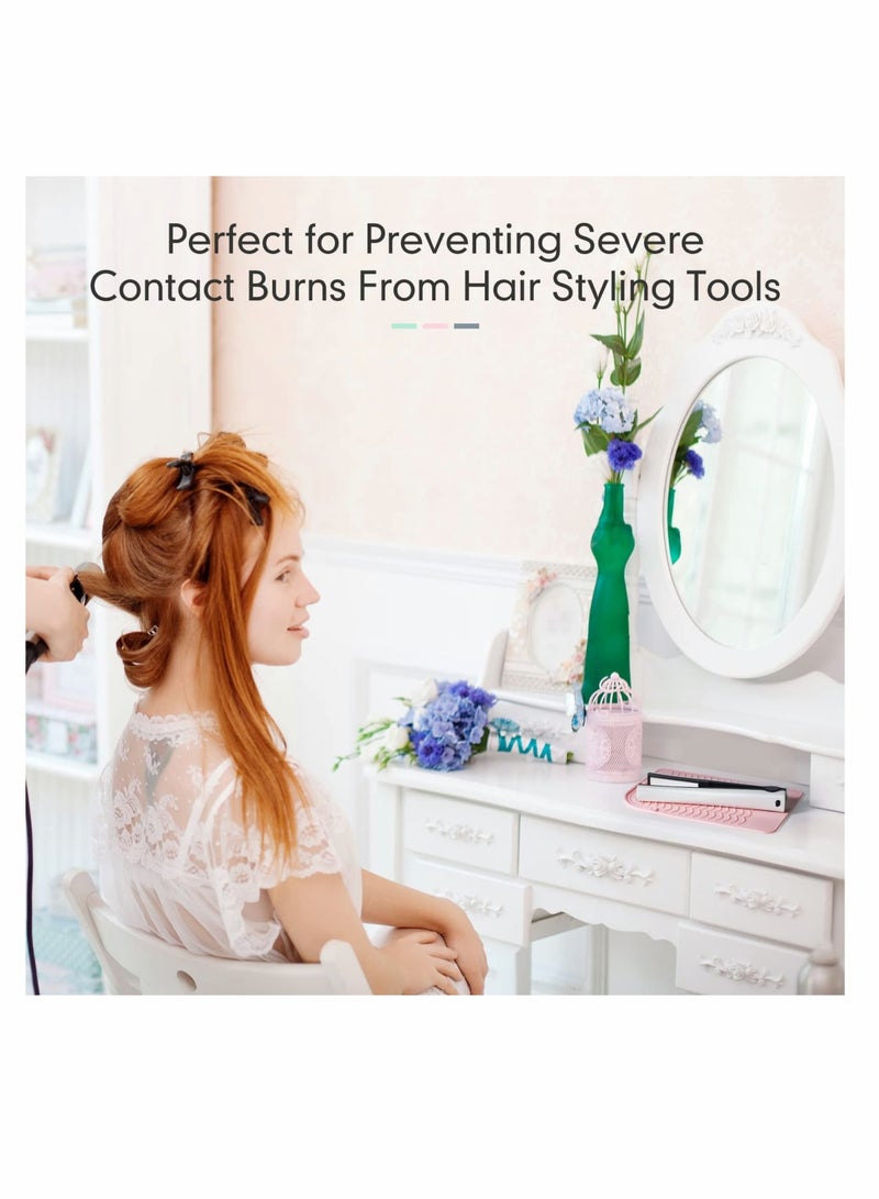 Zikra Heat Resistant Straightener Pad 8.6 x 6.2 Inch Travel Silicone Heat Resistant Mat Heat Mat for Curling Iron Straightener Holder Flat Iron Mat for Hot Hair Dryer Salon Tools (3 Pcs Pink, Green, Gray) - Image 4