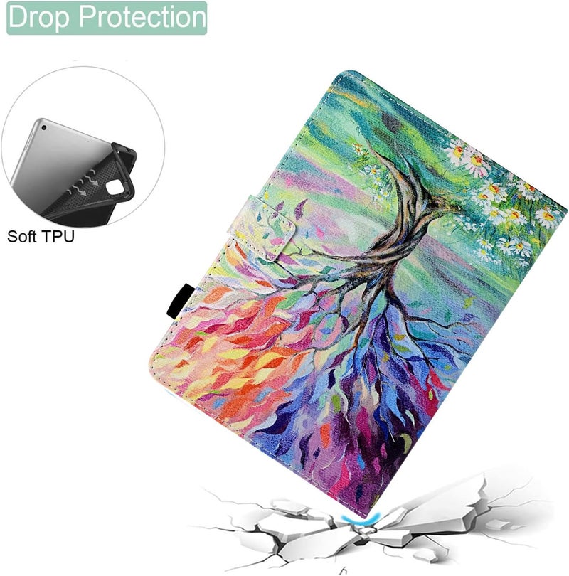 حافظة واقية من نوع "Folio Stand Cover" مصنوعة من جلد PU عالي الجودة لجهاز Fire HD 8 (الجيل الثامن/السابع/السادس، إصدارات 2018/2017/2016)، تتميز بتصميم يشبه "شجرة الحياة". - Image 3