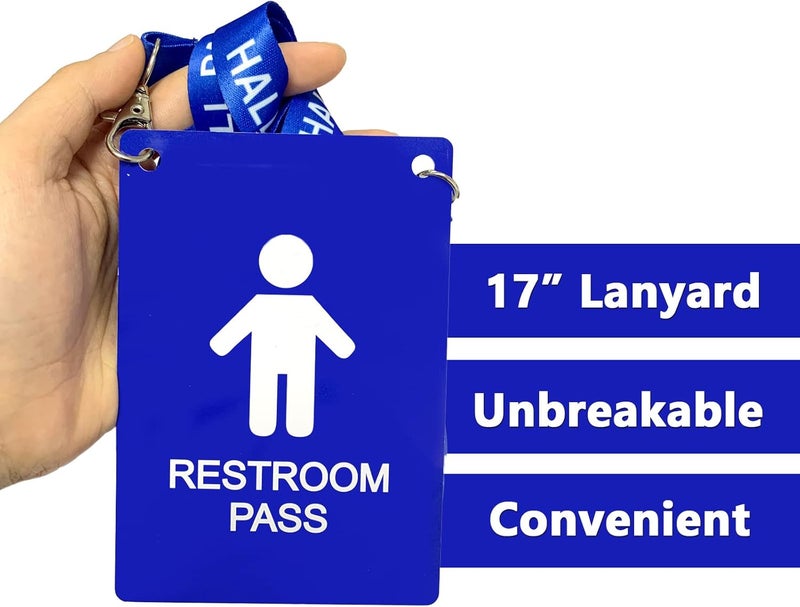 Bemaxy Hall Pass Lanyards with Large Card Passes, Unbreakable School Classroom 5 Inch Passes Set for Teacher Parents(Hall Bathroom Library Office & Nurse),10 Pcs(Boys Restroom) - Image 4
