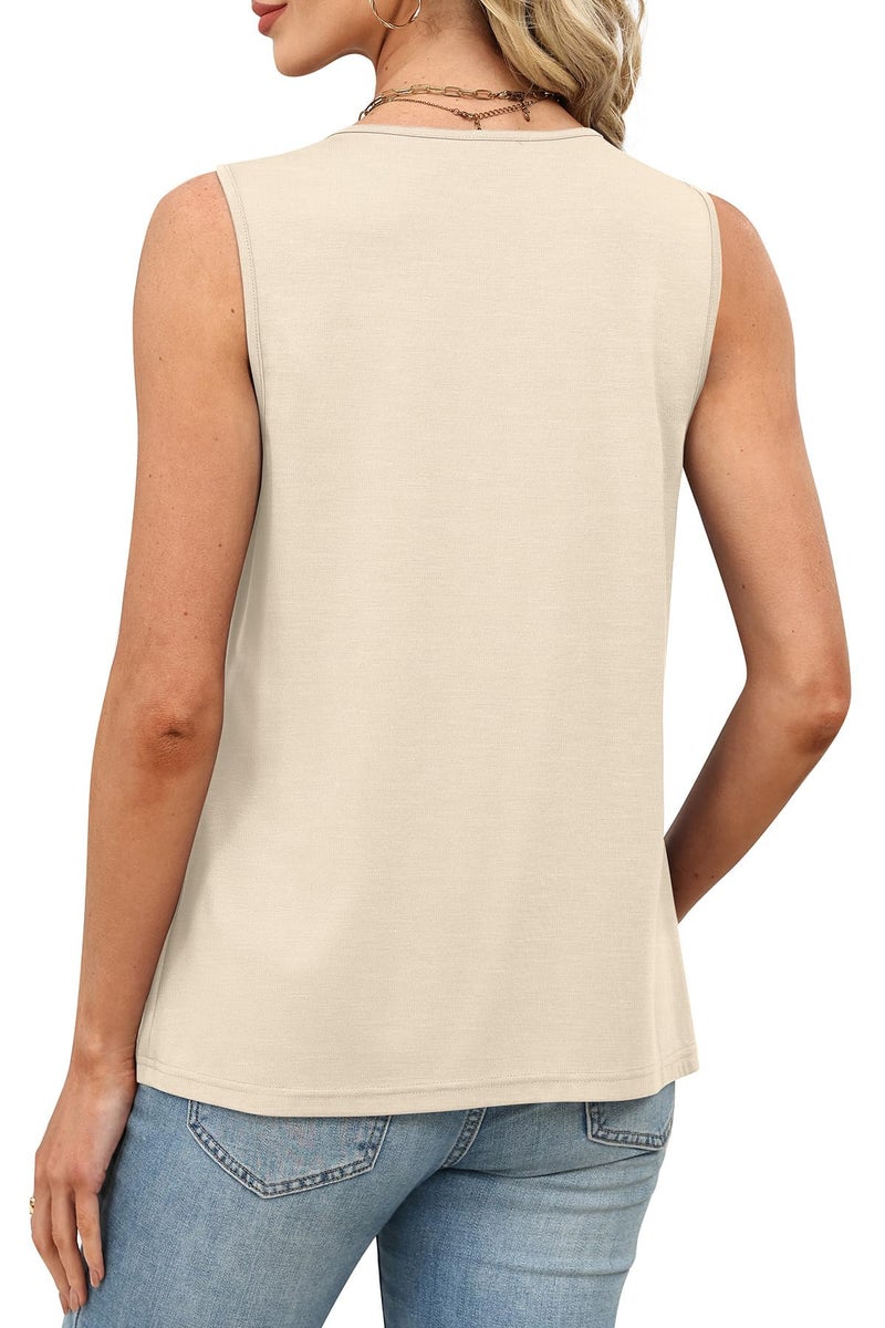 WIHOLL Business Casual Outfits for Women Tops Trendy Summer Workout Blouses Dressy Cute Going Out Tank Tops Loose Fit Spring Clothes Fashion 2026 Beige M - Image 5
