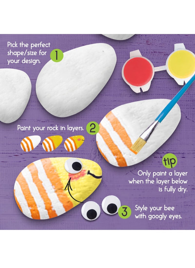 ESSEN Rock Painting Kit for Kids Glow In The Dark Rock Set DIY Arts Crafts Toys for Kids Birthday Party Gifts Toys Creative Fun Activities Art Kit with 12 Rocks, 6 Metallic, 6 Standard, 5 Glow In The Dark Paints, Stickers, Gems for Ages 4-12 Year Old Kids Teens Boys Girls  - Image 5