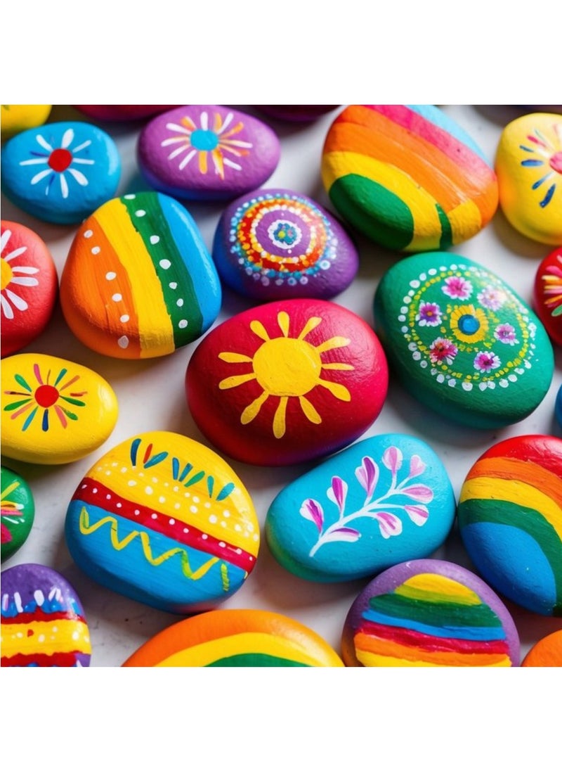 Rock Painting Kit for Kids Glow In The Dark Rock Set DIY Arts Crafts Toys for Kids Birthday Party Gifts Toys Creative Fun Activities Art Kit with 12 Rocks, 6 Metallic, 6 Standard, 5 Glow In The Dark Paints, Stickers, Gems for Ages 4-12 Year Old Kids Teens Boys Girls