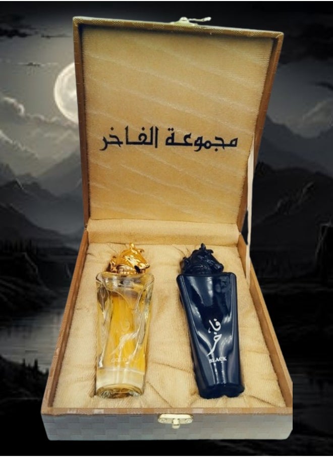 الفخر 1 علبة مجموعة الفاخر للعطور عطر بلاك فخر 100 مل وعطر جولد فخر 100 مل 