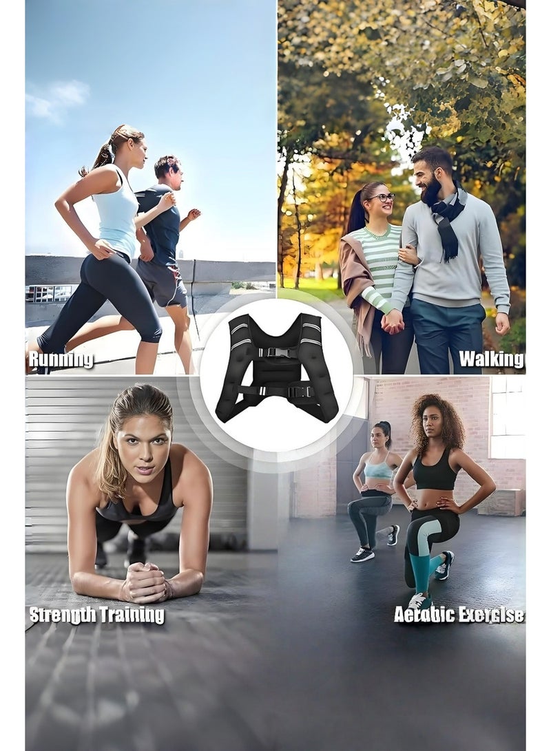 JoyousSto Weighted Vest Women and Men, 3kg 5kg 8kg Weight Gym Workout Vest with Reflective Stripeand Adjustable Buckle Straps for Strength Training, Running, Fitness, Walking, Weight Loss - Image 4