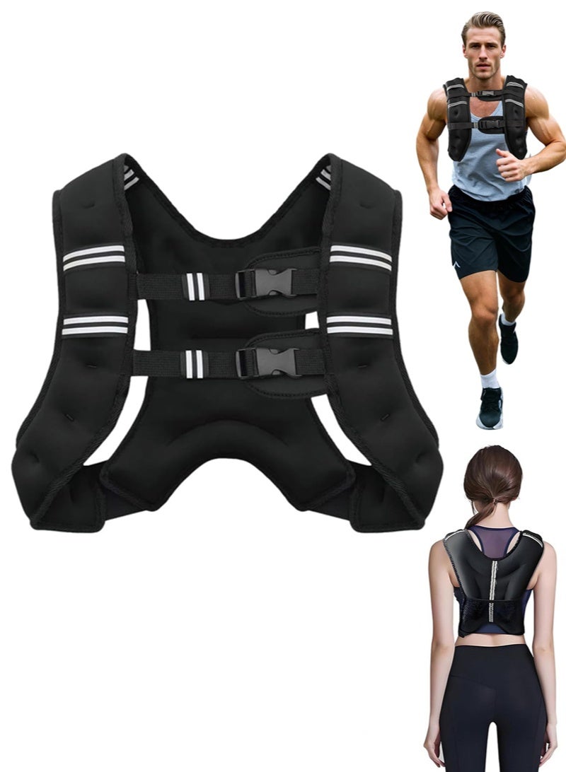 JoyousSto Weighted Vest Women and Men, 3kg 5kg 8kg Weight Gym Workout Vest with Reflective Stripeand Adjustable Buckle Straps for Strength Training, Running, Fitness, Walking, Weight Loss - Image 1