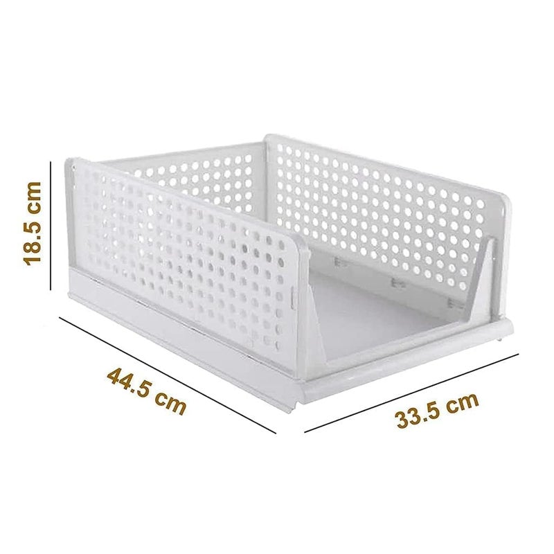 Lamok Stackable Wardrobe Organizer for Clothes Multipurpose Foldable Plastic Closet Storage Organizer for Kitchen Bedroom Bathroom Pack of 6 Green - Image 3